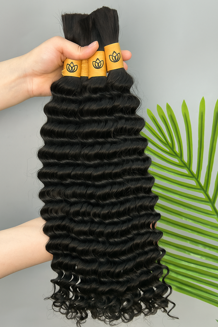 Pure Virgin Deep Wave Bulk Hair | Raw Unprocessed Human Hair (100g)