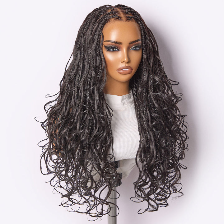 French Curl Knotless Boho Braids Wig | HD Full Lace | Flexi-Fit Invisible Drawstring Cap