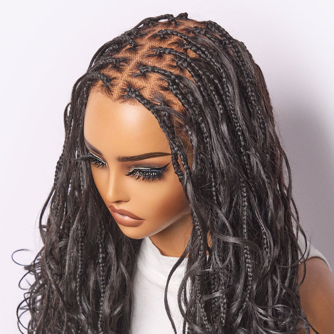 French Curl Knotless Boho Braids Wig | HD Full Lace | Flexi-Fit Invisible Drawstring Cap